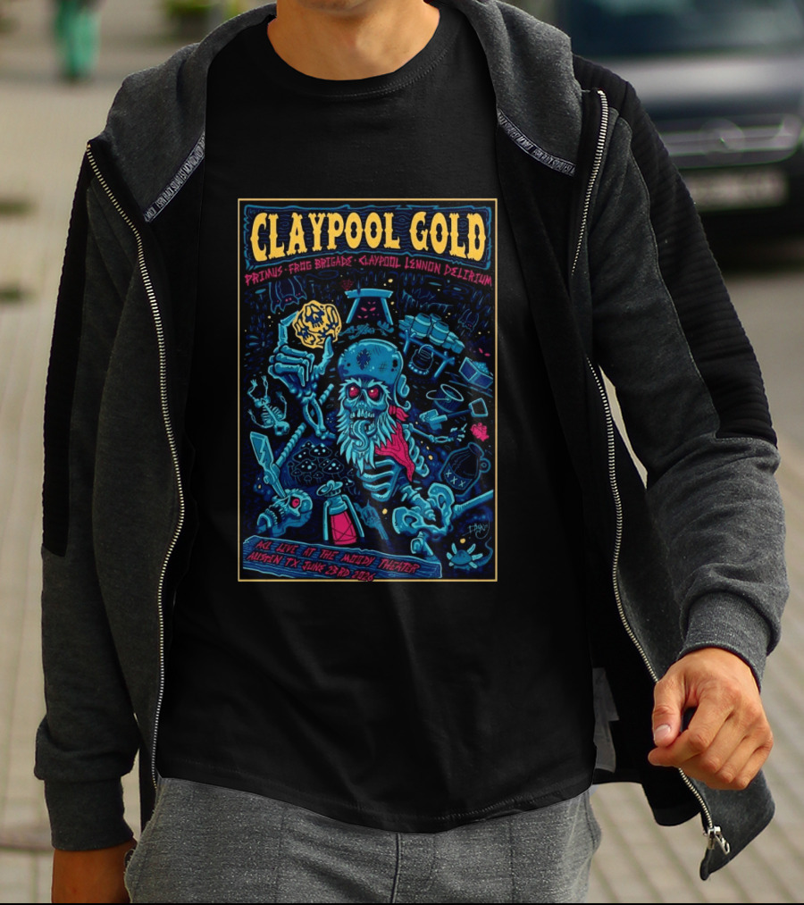 Claypool Gold Primus Frog Brigade Lennon Delirium Live Austin TX June 23 2026 T-Shirt