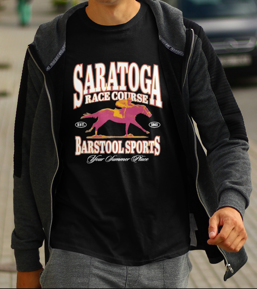 Saratoga Race Course Barstool Sports Your Summer Place Horse Racing T-Shirt