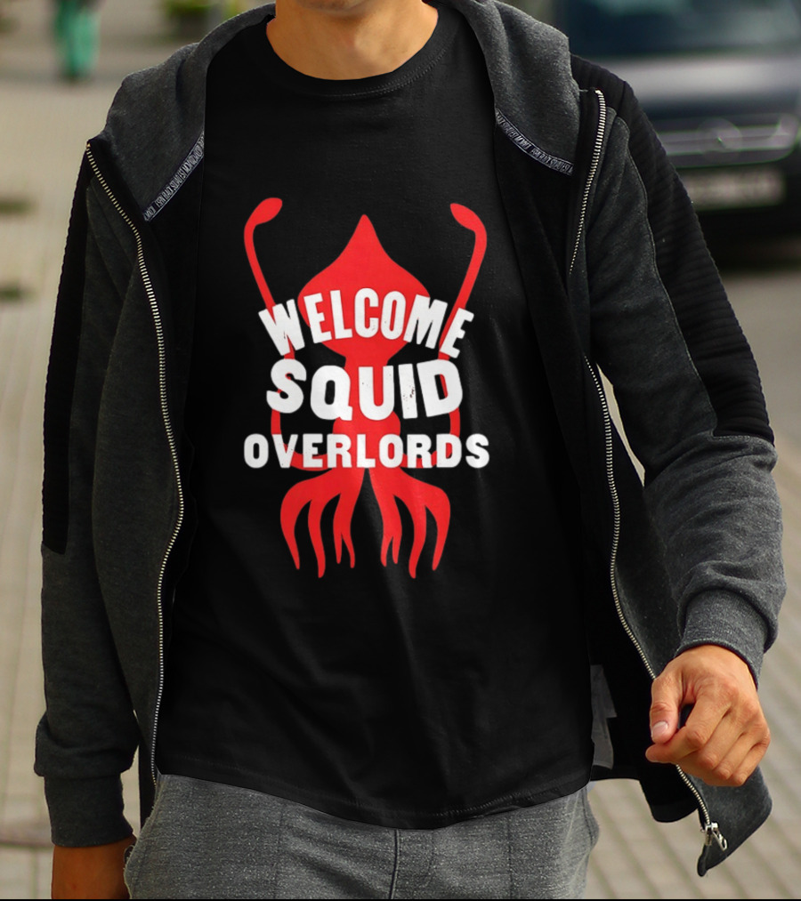 Welcome Squid Overlords Red Kraken Marine Life Ocean Biology T-Shirt