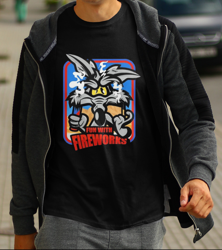 Wile E Coyote Looney Tunes Dynamite Fun With Fireworks T-Shirt