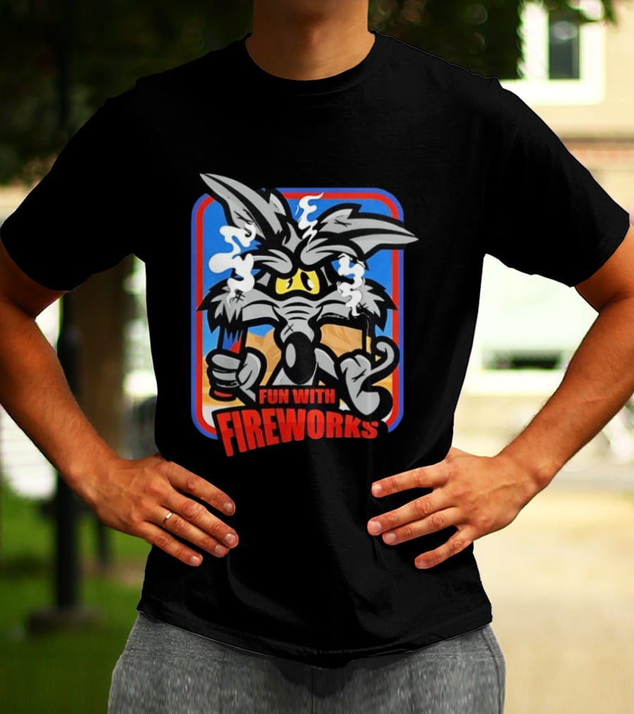 Wile E Coyote Looney Tunes Dynamite Fun With Fireworks T-Shirt