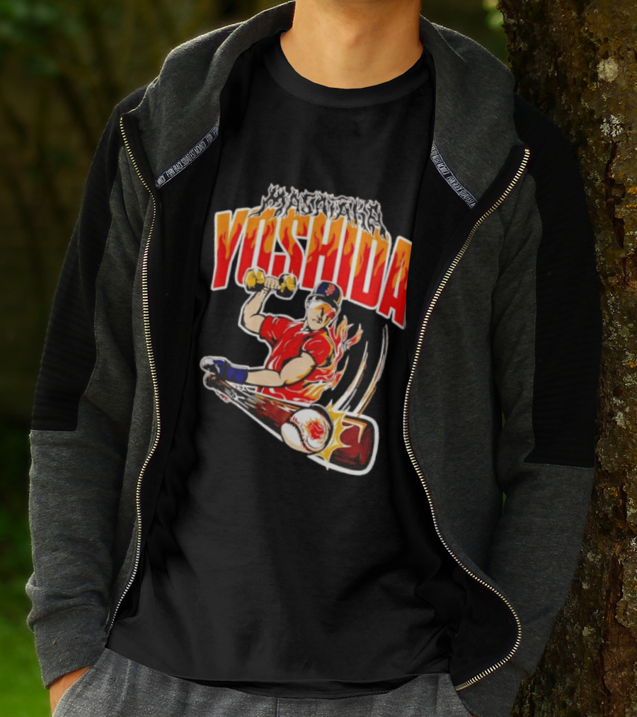 Masataka Yoshida Boston Red Sox MLB Flame Baseball T-Shirt