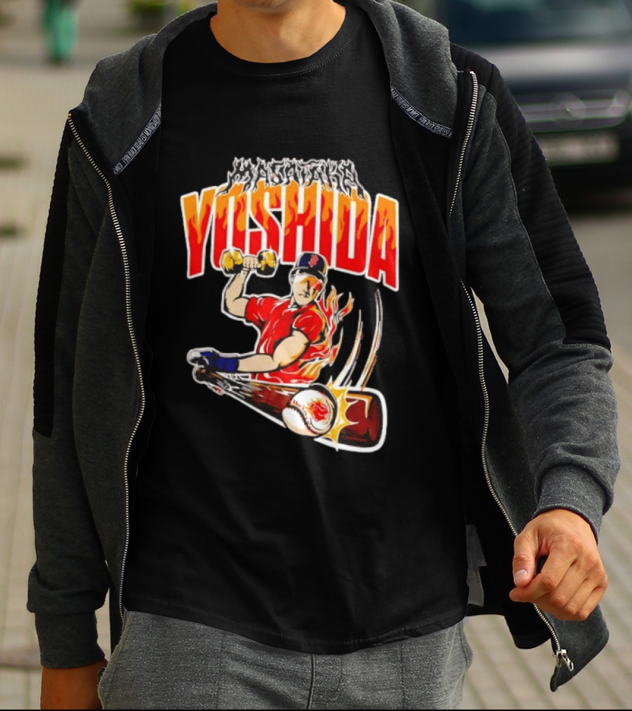 Masataka Yoshida Boston Red Sox MLB Flame Baseball T-Shirt