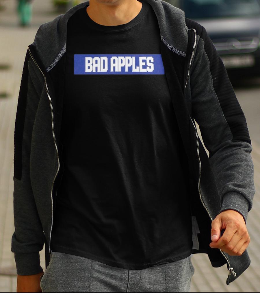 Bad Apples Bold Text White On Blue T-Shirt