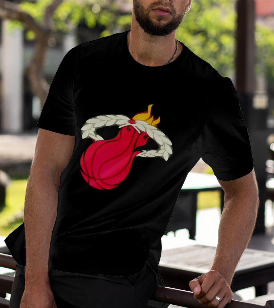 Miami Heat Flaming Basketball Wreath NBA T-Shirt