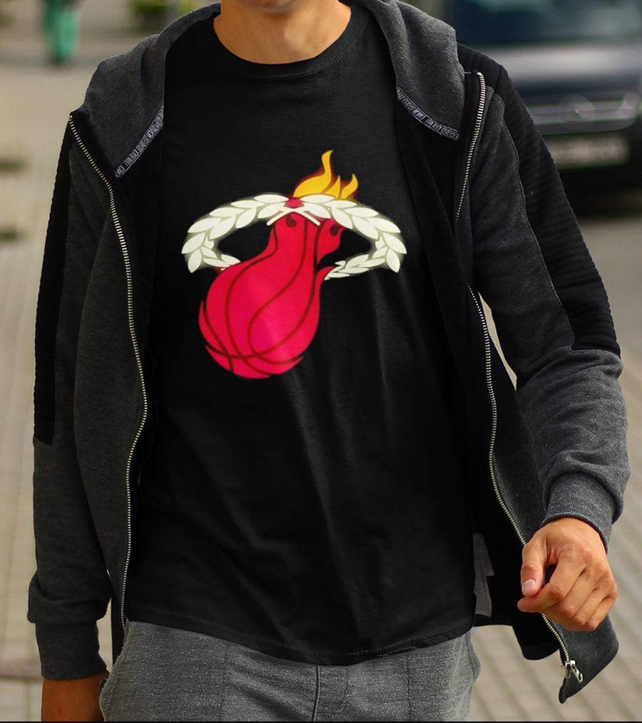 Miami Heat Flaming Basketball Wreath NBA T-Shirt