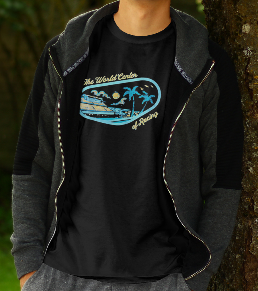 Daytona International Speedway The World Center Of Racing With Sunset And Palm Trees T-Shirt