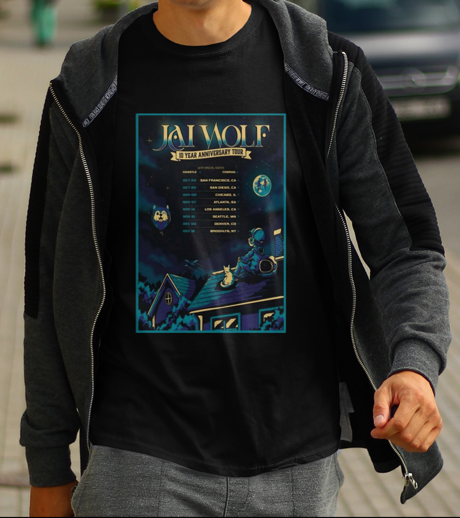 Jai Wolf 10 Year Anniversary Tour 2023 Dates San Francisco San Diego Chicago Atlanta Los Angeles Seattle Denver Brooklyn T-Shirt