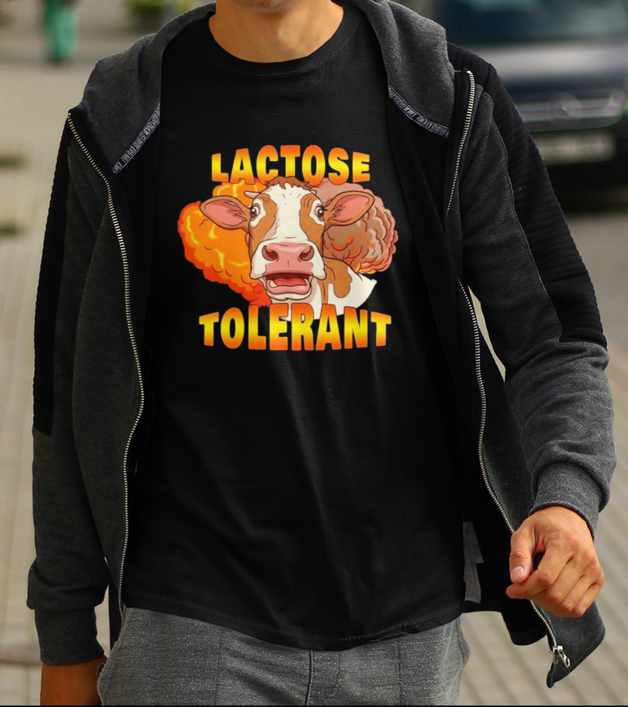 Lactose Tolerant Cow Explosion Dairy Humor T-Shirt