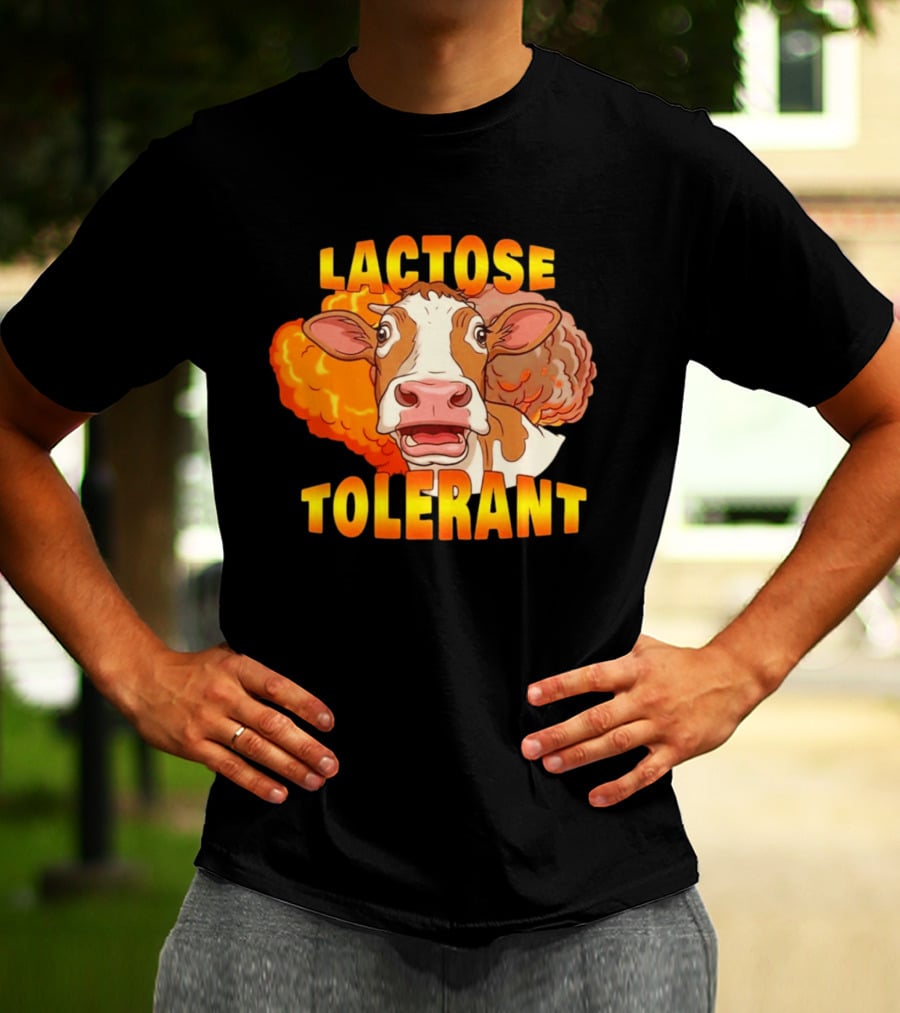 Lactose Tolerant Cow Explosion Dairy Humor T-Shirt