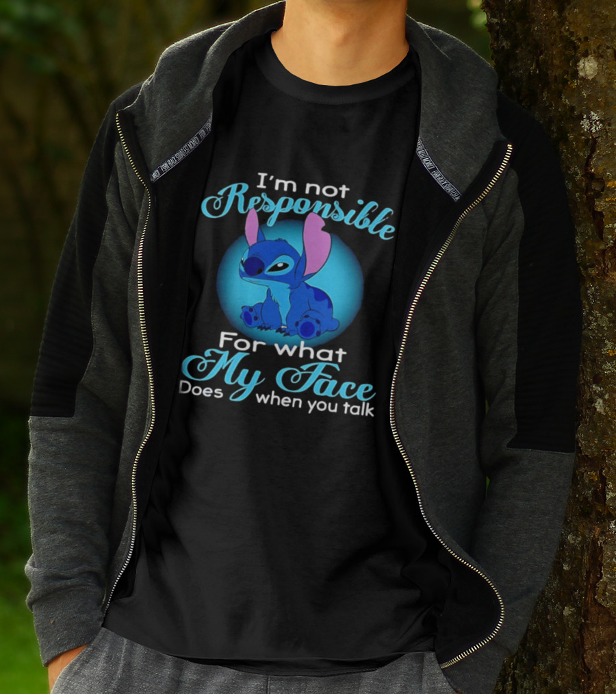 I'm Not Responsible For What My Face Does When You Talk Stitch Blue T-Shirt