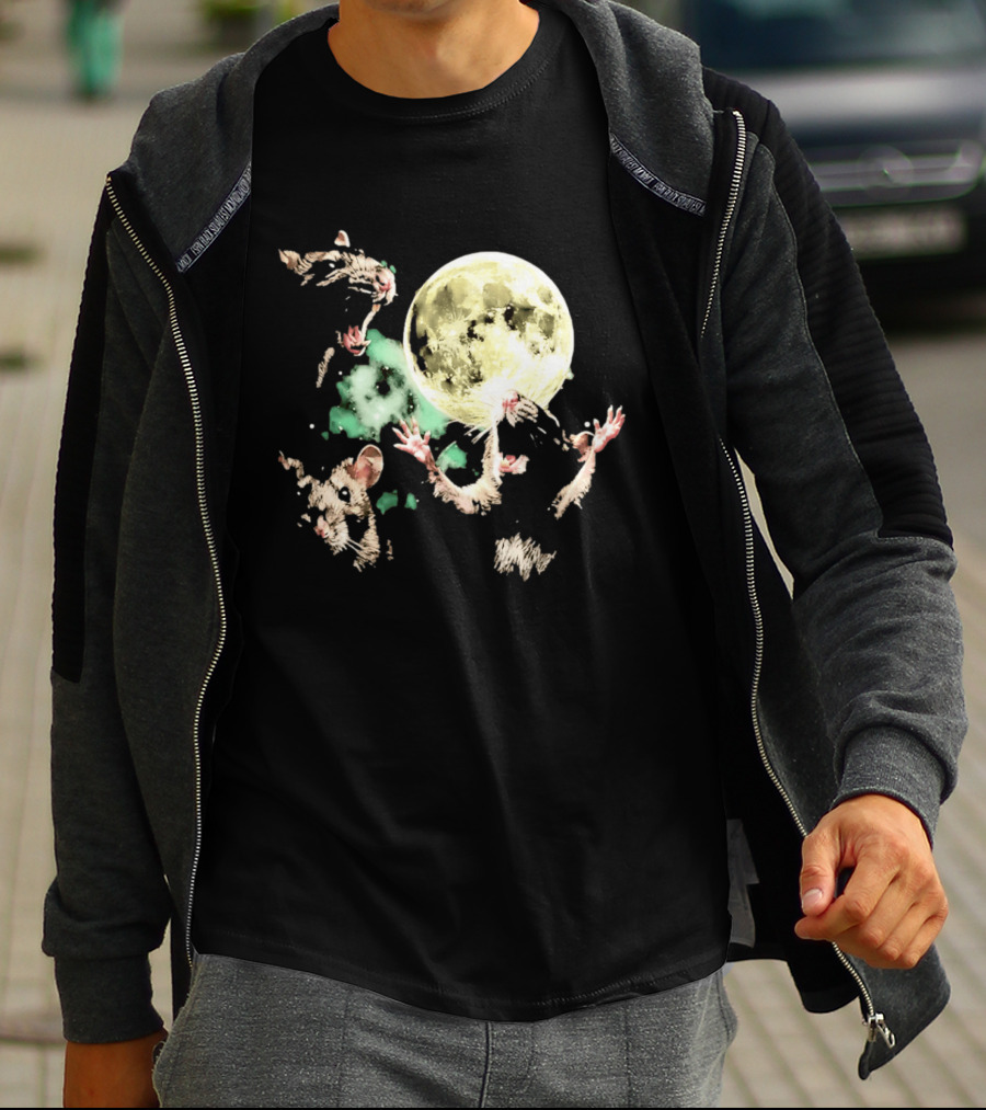 Three Rats Howling At The Full Moon Rodent T-Shirt