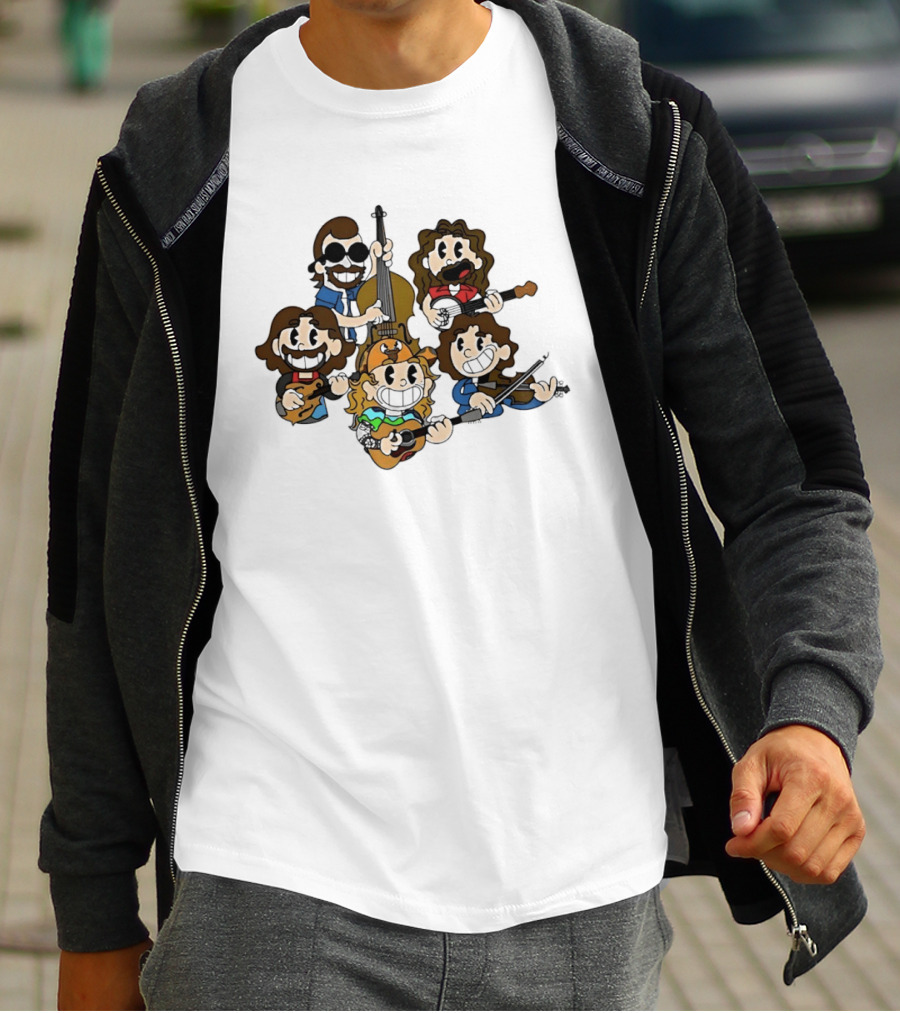 Peanuts Billy Strings Cartoon Band Characters Playing Instruments T-Shirt