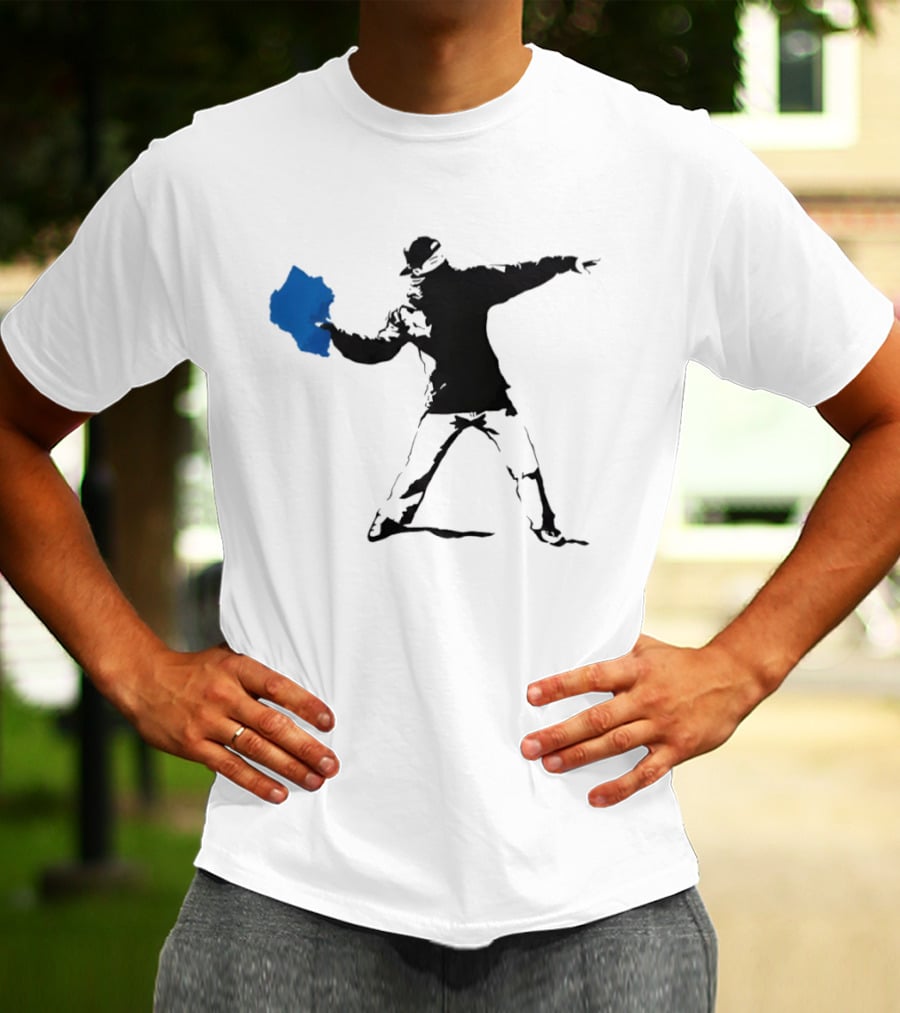 Blue Strip Paint Thrower Algae Political Team Concept T-Shirt