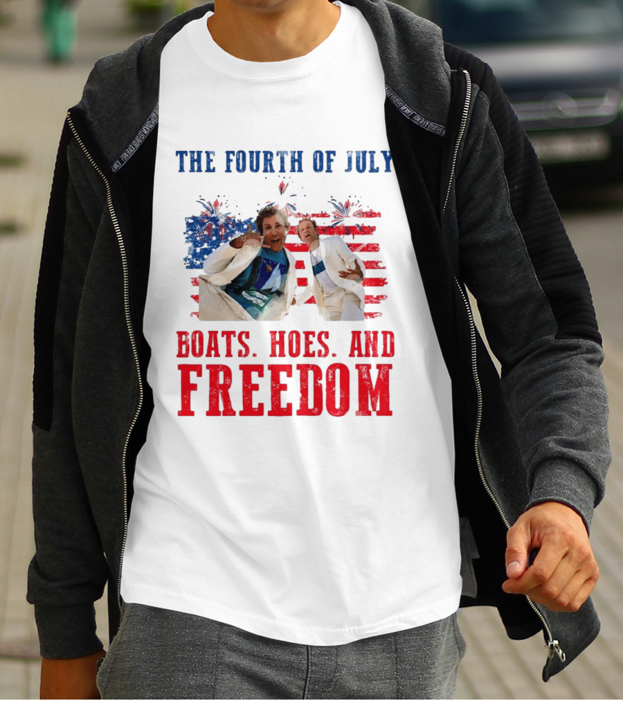 The Fourth Of July Boats Hoes And Freedom Step Brothers Boating Party T-Shirt