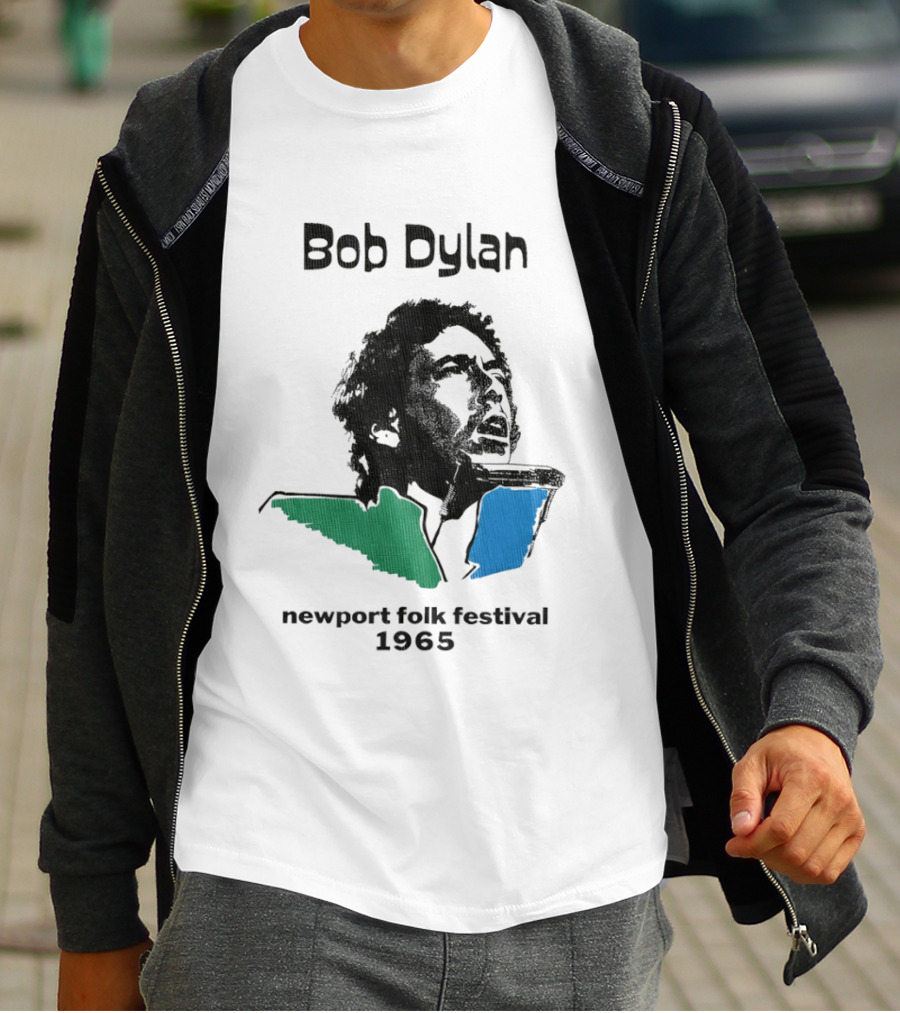 Bob Dylan Newport Folk Festival 1965 Iconic Black Green Blue T-Shirt