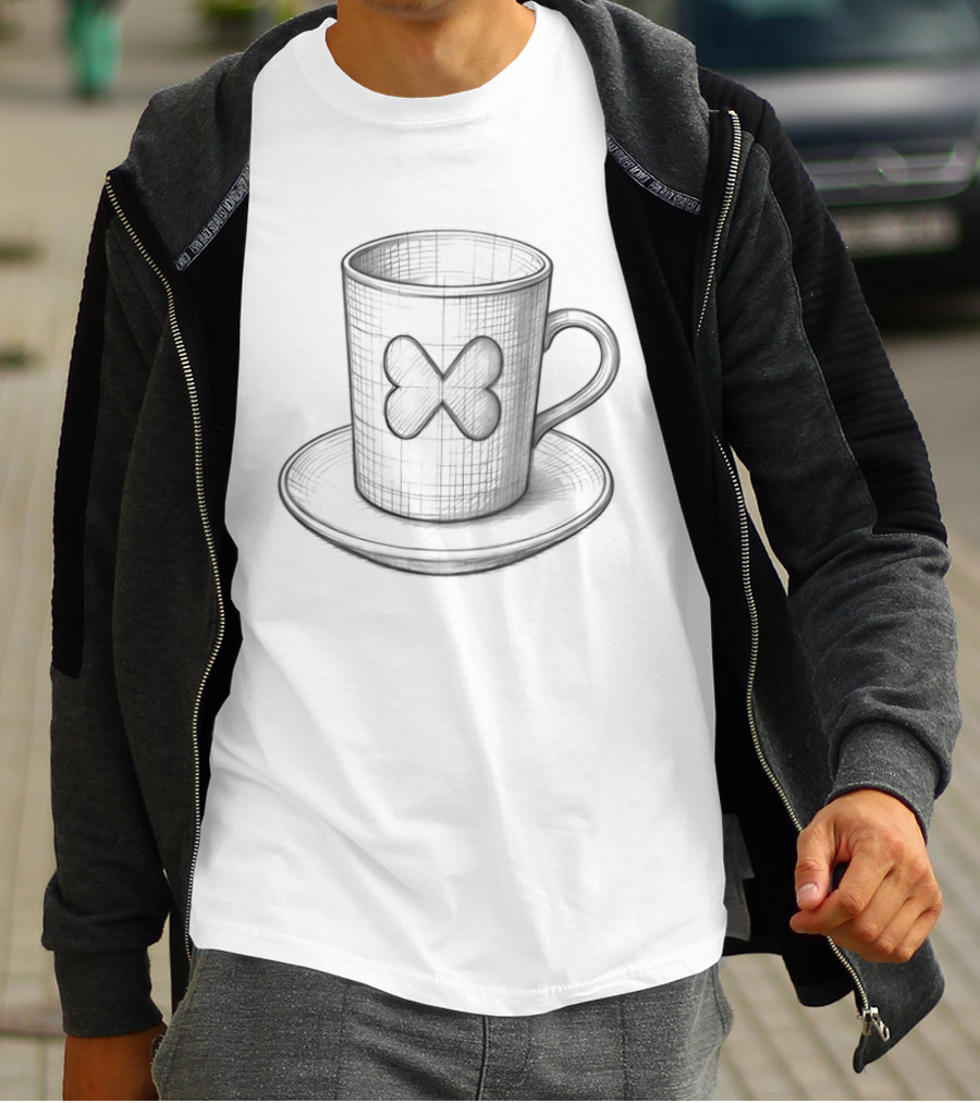 Butterfly Teacup Saucer Sketch Artistry Tea Lover's Delight T-Shirt