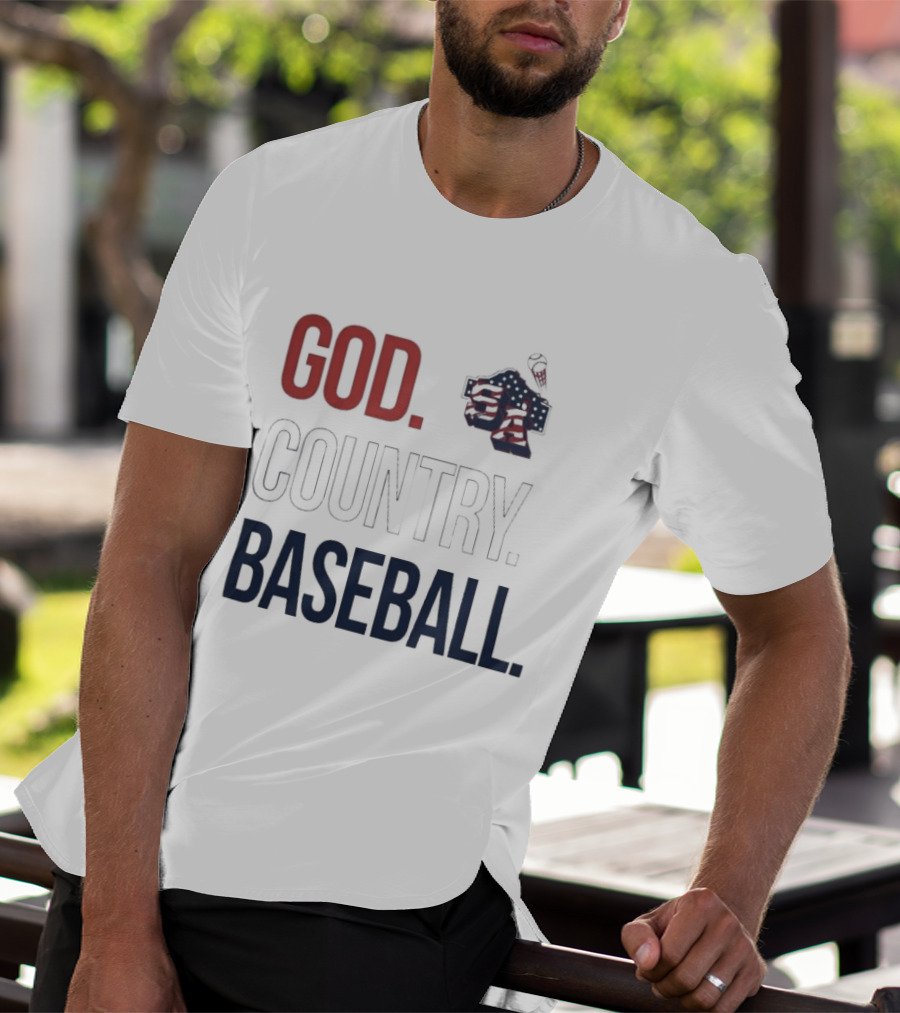 San Antonio Missions God Country Baseball USA Flag Patriotic Grey T-Shirt