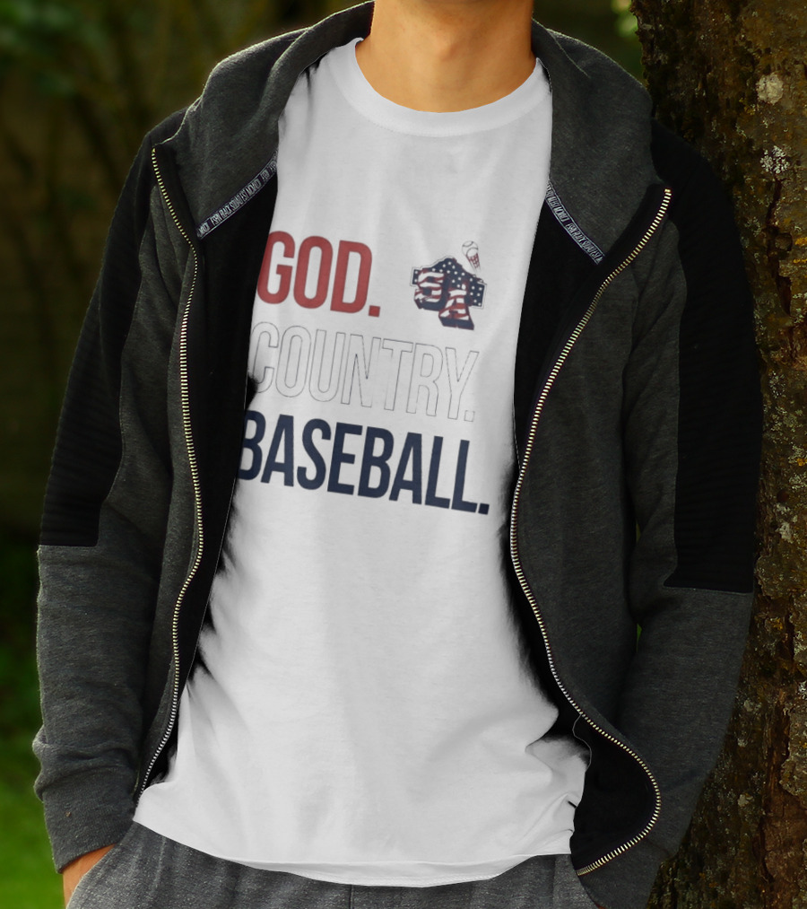 San Antonio Missions God Country Baseball USA Flag Patriotic Grey T-Shirt