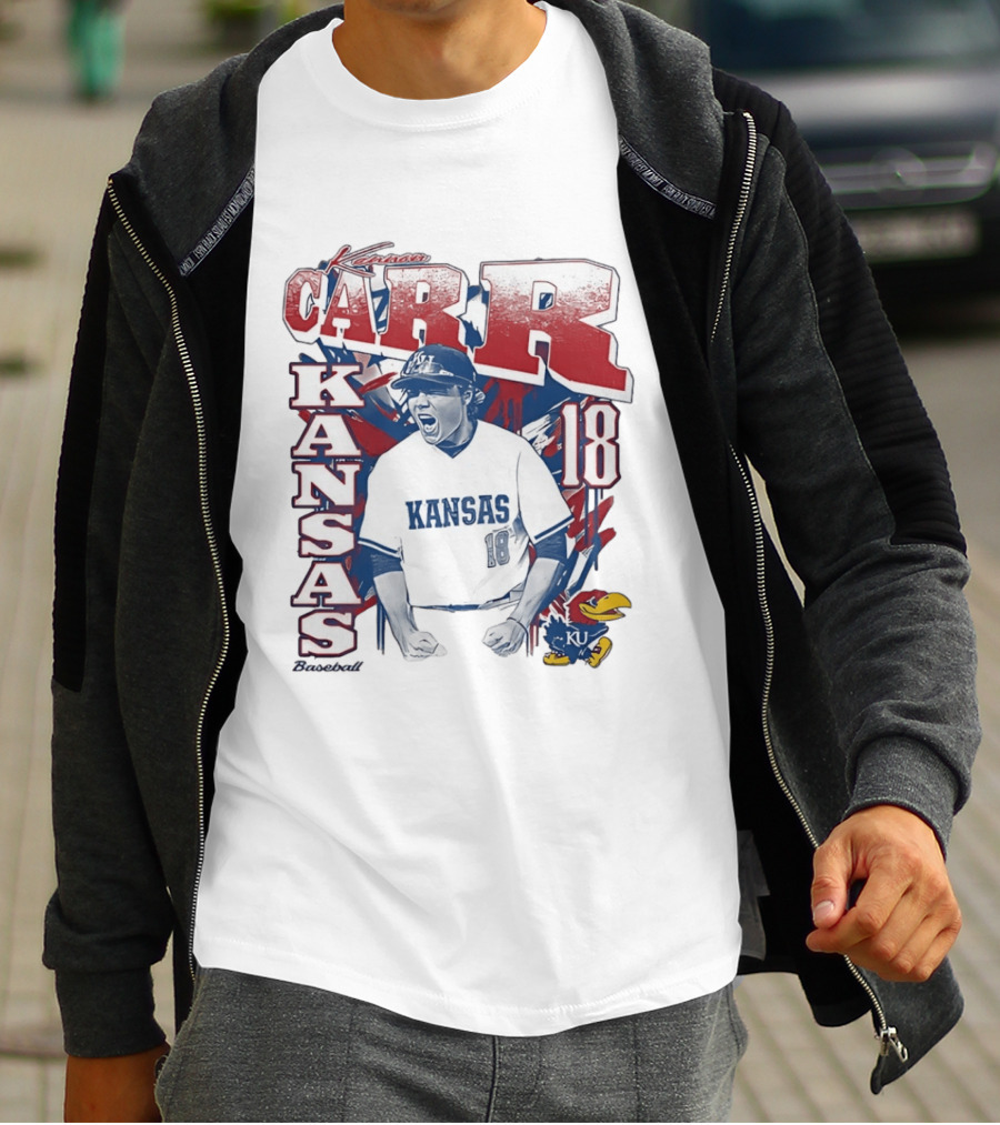 Kansas Jayhawks Kanon Carr 18 Baseball KU Team Fan Gear T-Shirt
