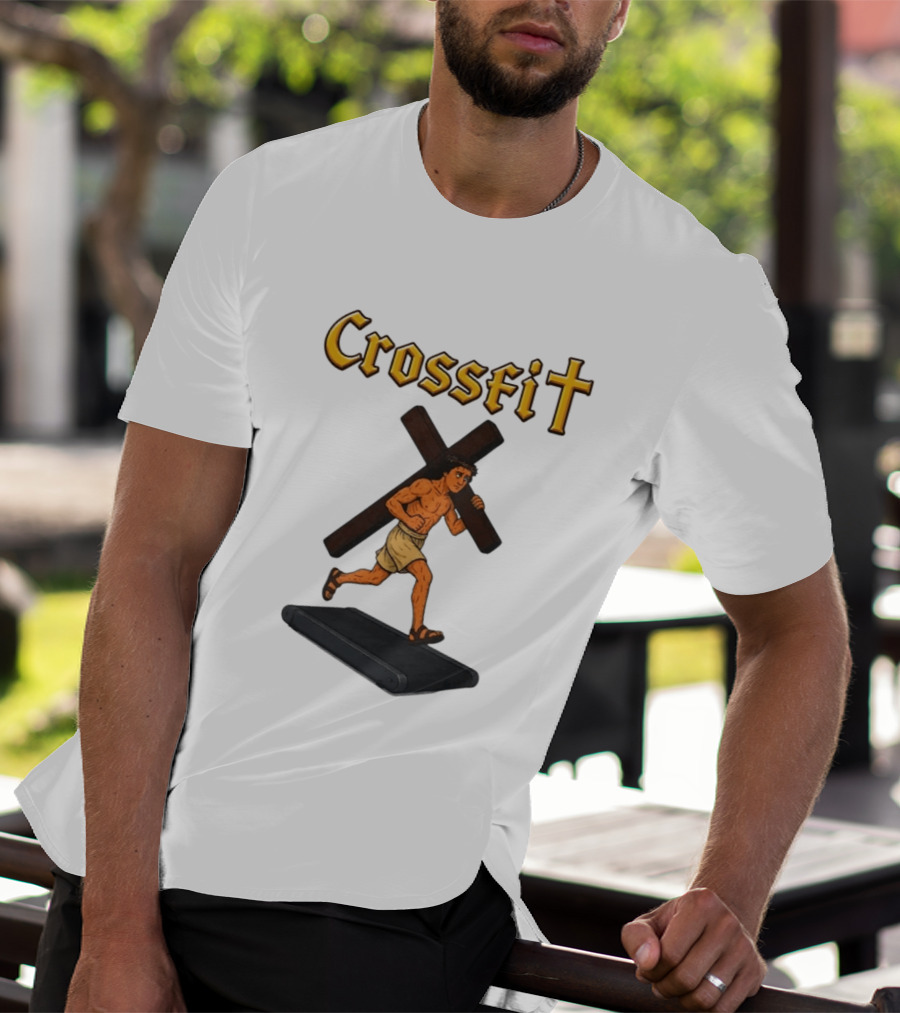 CrossFit Jesus Treadmill Religious Workout T-Shirt