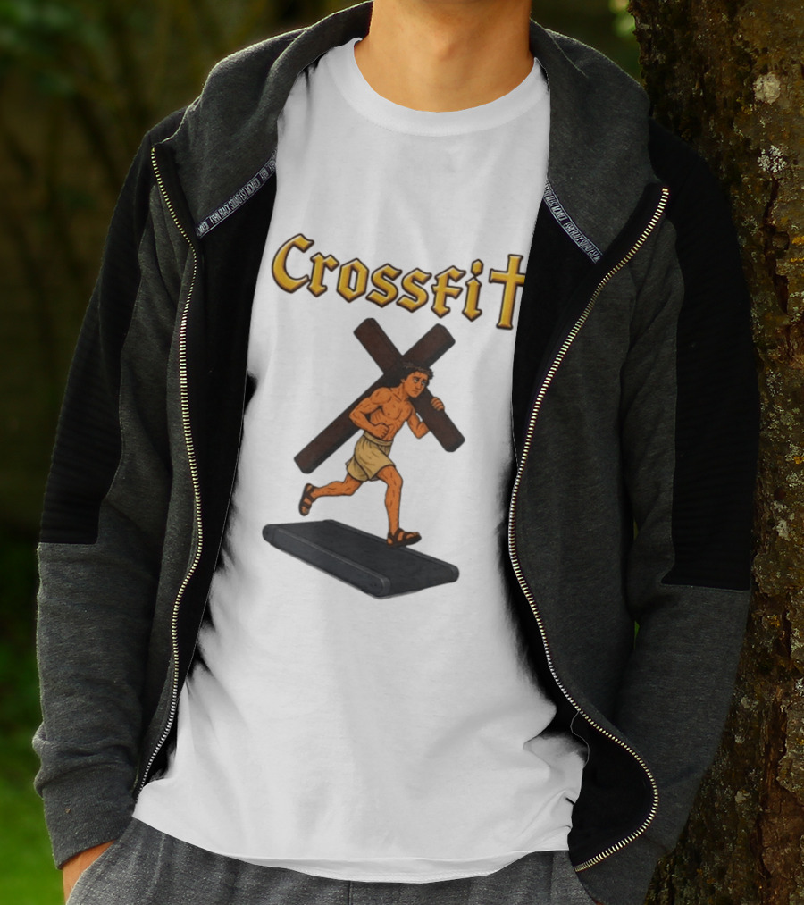 CrossFit Jesus Treadmill Religious Workout T-Shirt