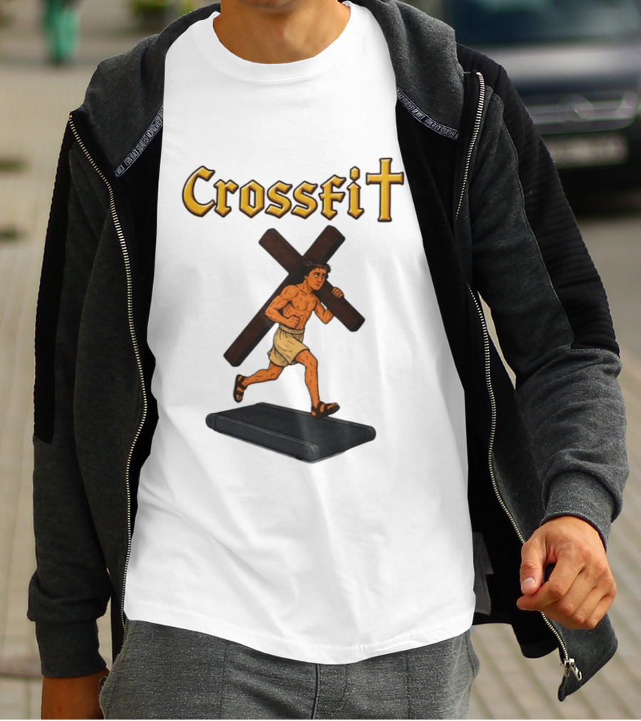 CrossFit Jesus Treadmill Religious Workout T-Shirt