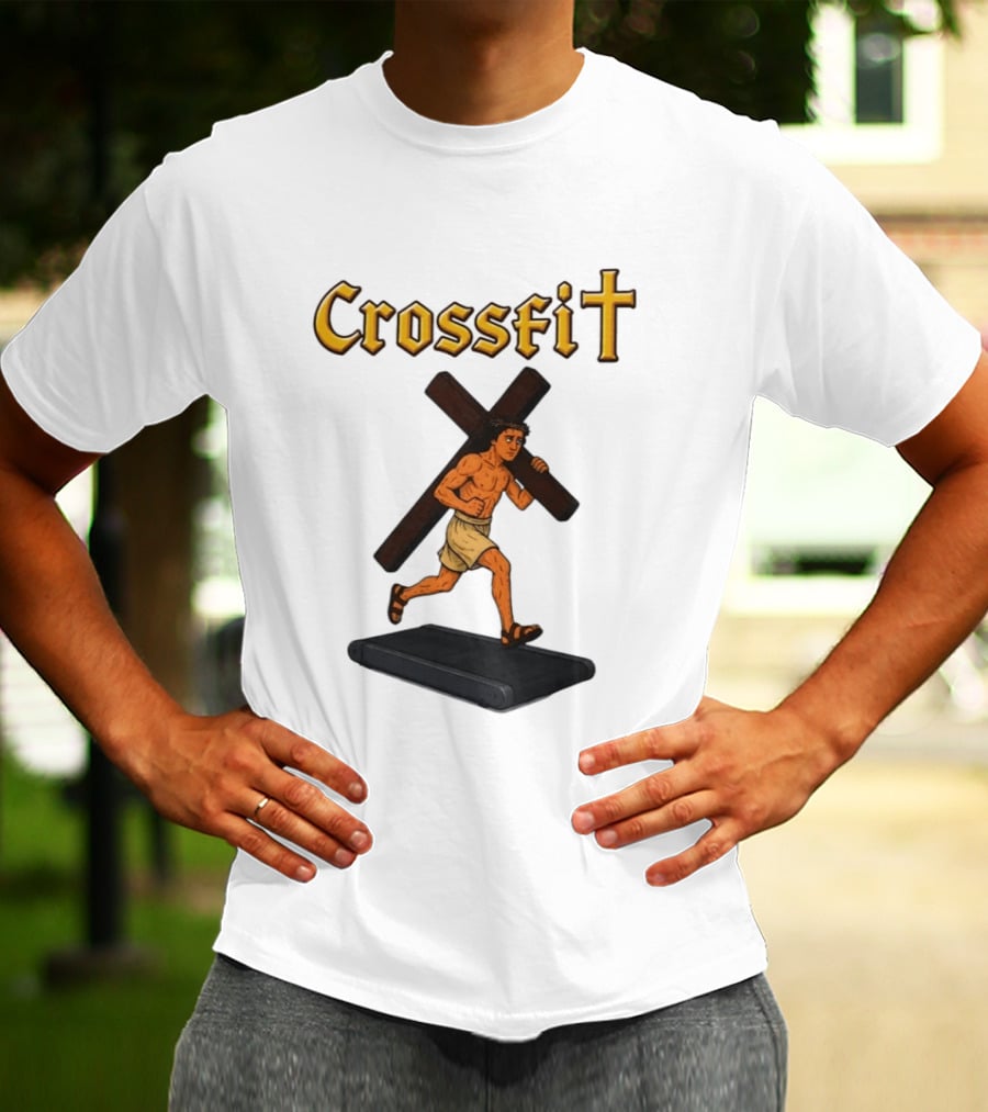 CrossFit Jesus Treadmill Religious Workout T-Shirt
