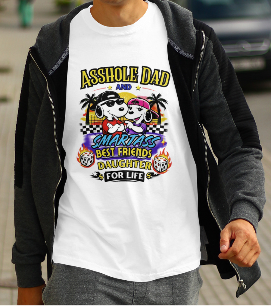 Asshole Dad And Smartass Best Friends Daughter For Life Vintage Sunset T-Shirt