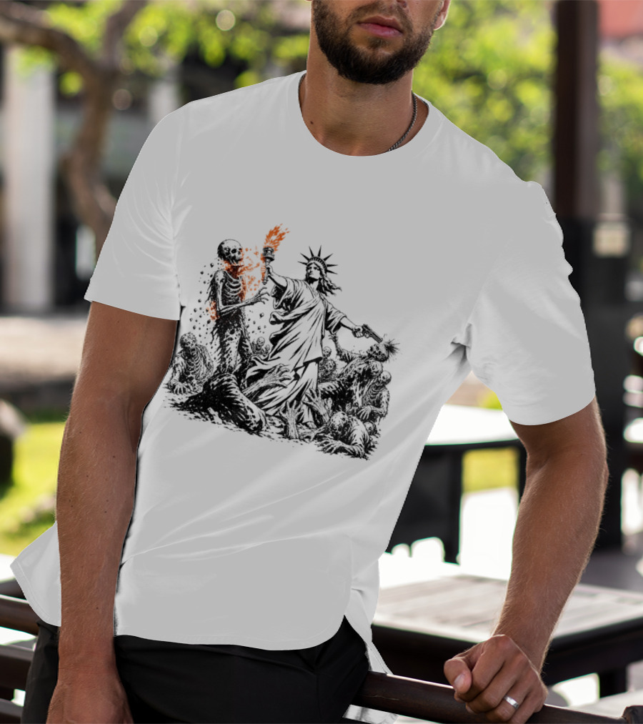 Liberty Or Death Zombie Apocalypse Undead Statue Of Liberty Torch T-Shirt