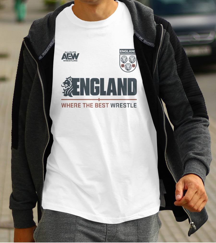 All Elite AEW Wrestling England Where The Best Wrestle Lion Crest T-Shirt