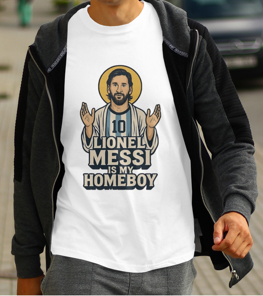 Lionel Messi Is My Homeboy Number 10 Iconic Raised Arms T-Shirt