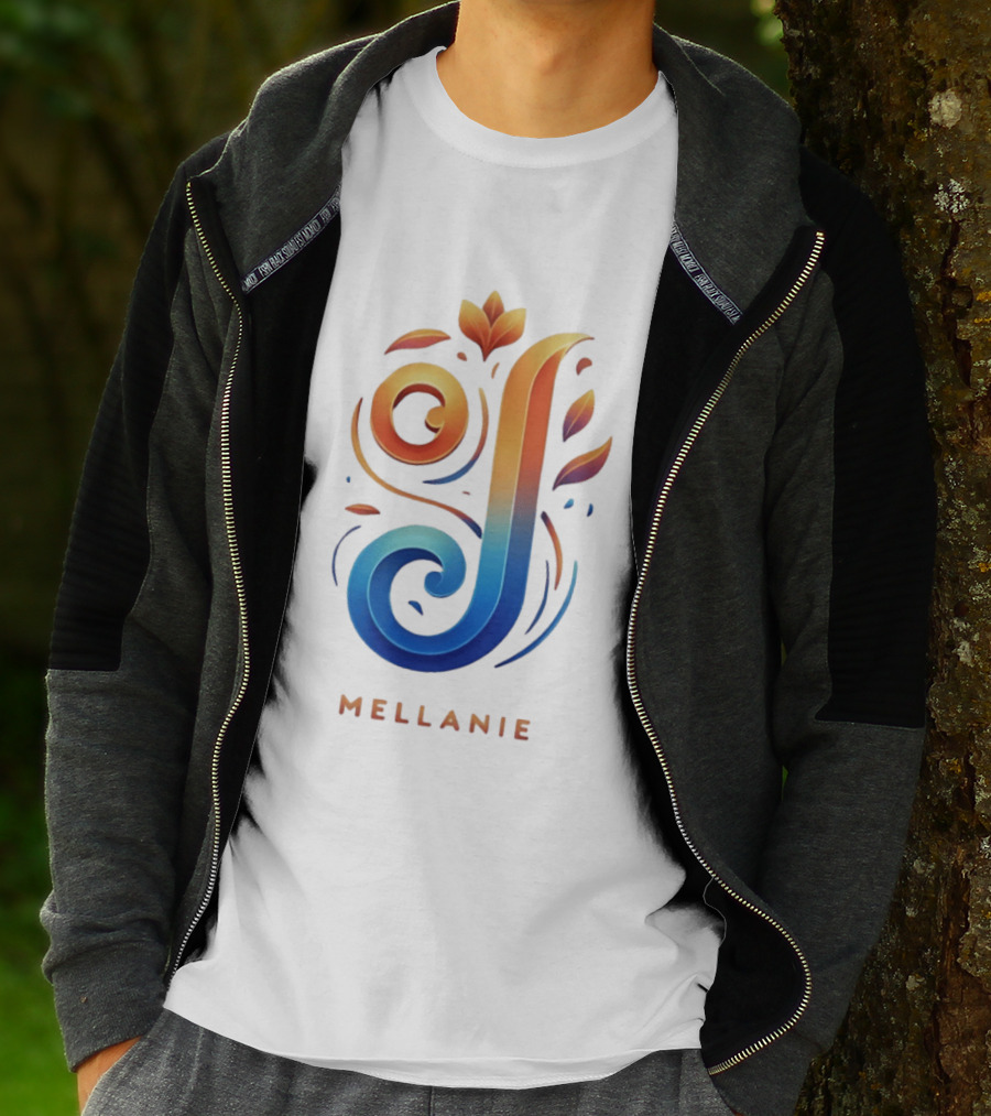 Mellanie Decorative Letter J Floral Gradient T-Shirt