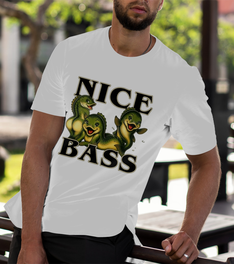 Nice Bass Fishing Pun Angler Humor Trio Fish T-Shirt
