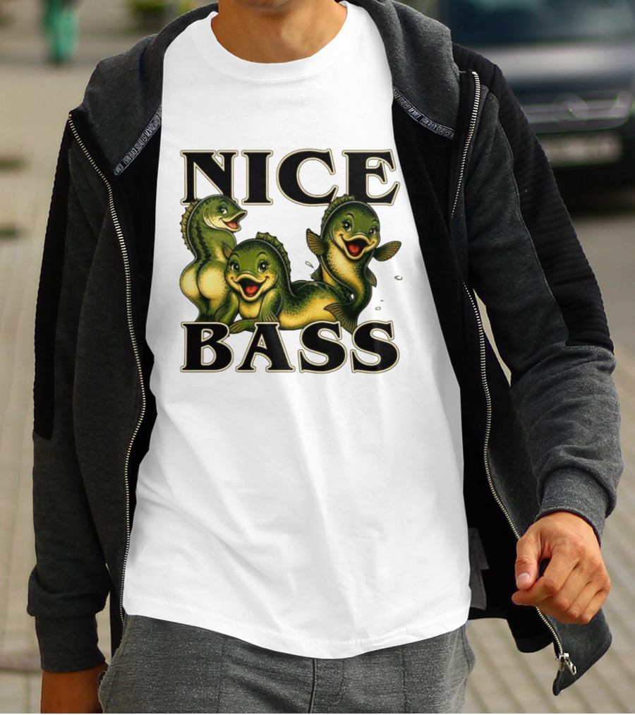 Nice Bass Fishing Pun Angler Humor Trio Fish T-Shirt