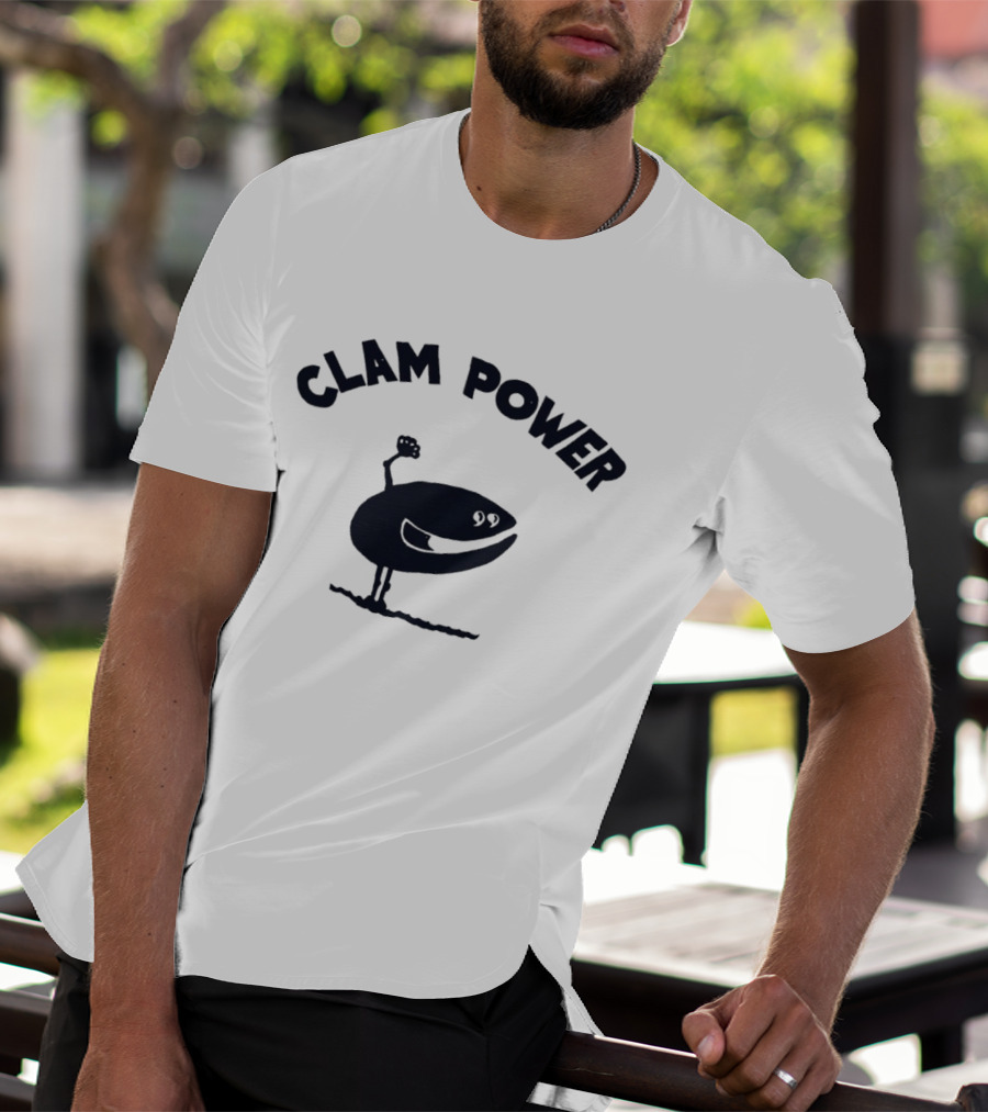 Clam Power Funny Cartoon Clam Arm Flexing T-Shirt