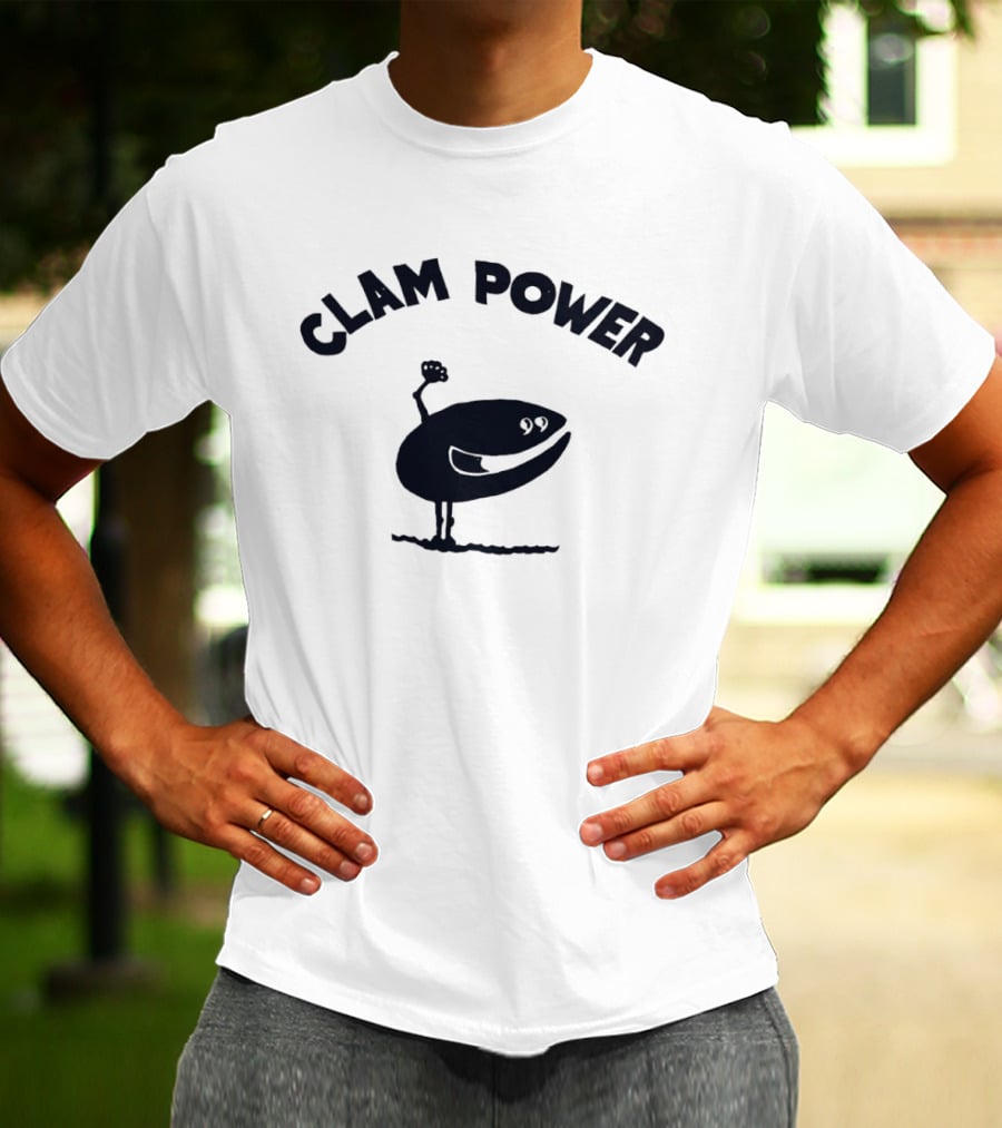 Clam Power Funny Cartoon Clam Arm Flexing T-Shirt