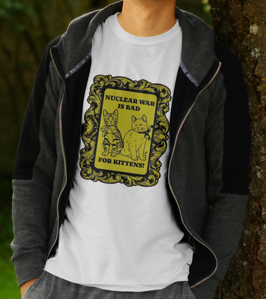 Nuclear War Is Bad For Kittens Vintage Style Kittens Motif T-Shirt