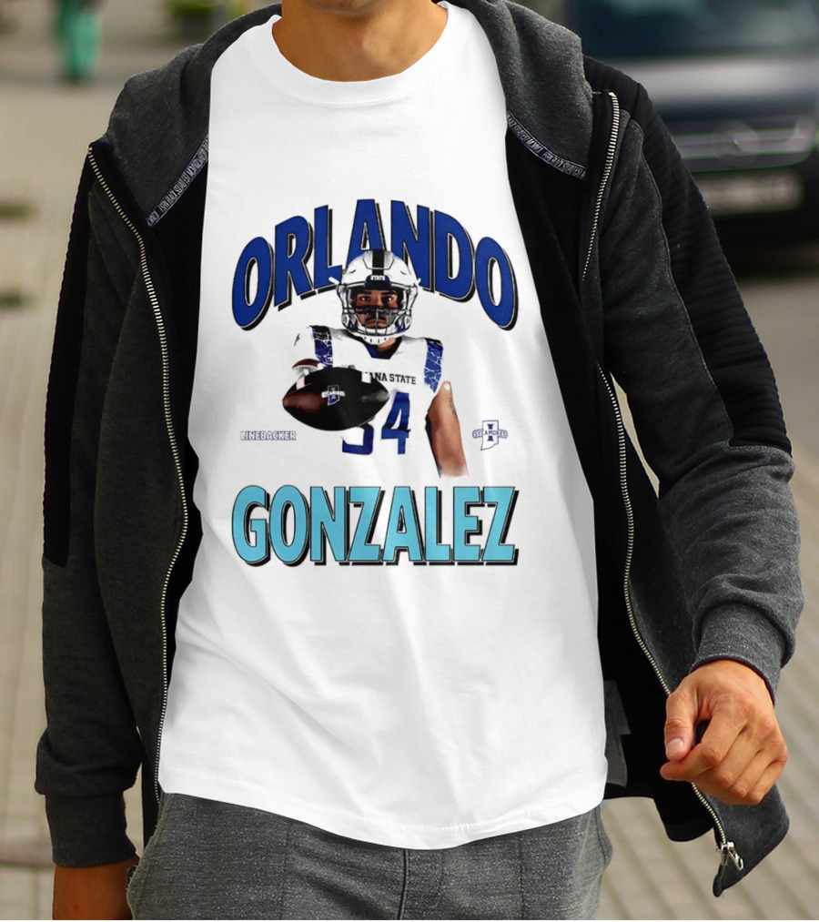 Orlando Gonzalez Indiana State Sycamores Linebacker Football Player 34 T-Shirt