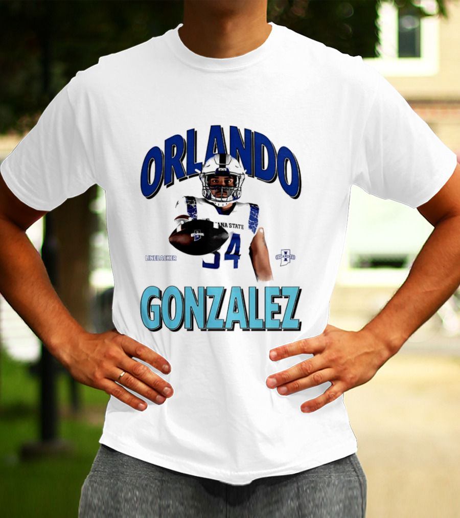 Orlando Gonzalez Indiana State Sycamores Linebacker Football Player 34 T-Shirt
