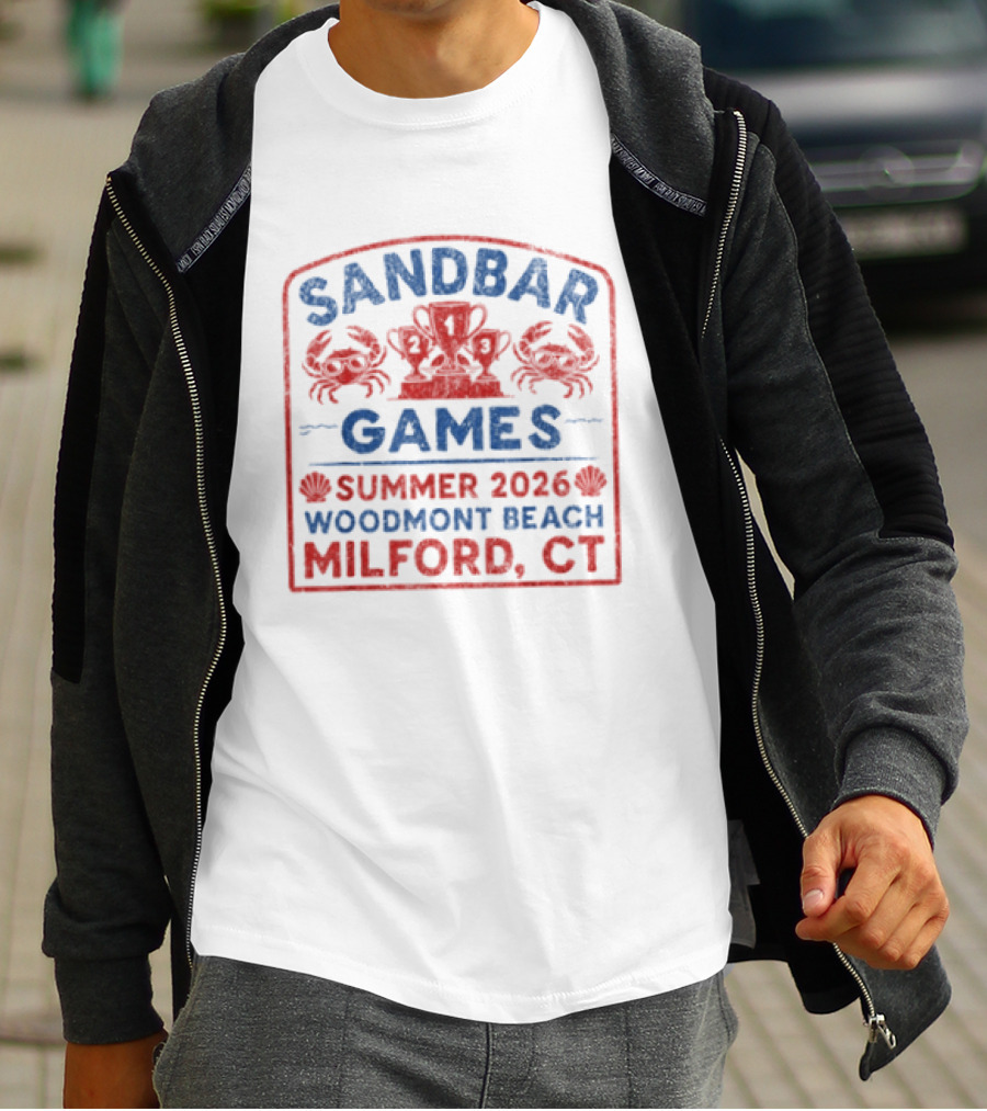 Sandbar Games Summer 2026 Woodmont Beach Milford CT Crabs And Trophy T-Shirt