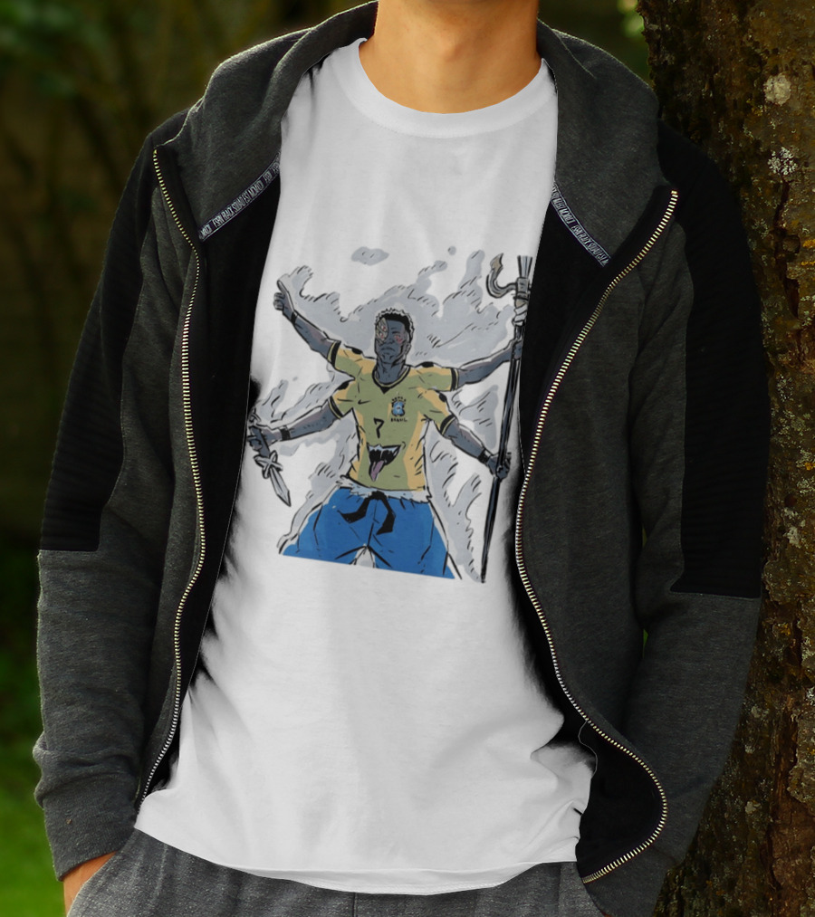 Vini Jr. Brazil Ryomen Sukuna Crossover Anime Character Fusion T-Shirt
