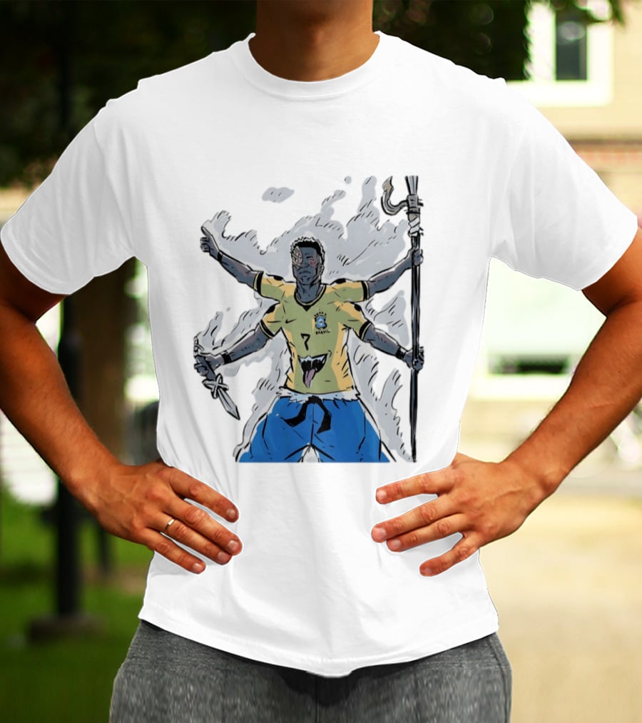 Vini Jr. Brazil Ryomen Sukuna Crossover Anime Character Fusion T-Shirt