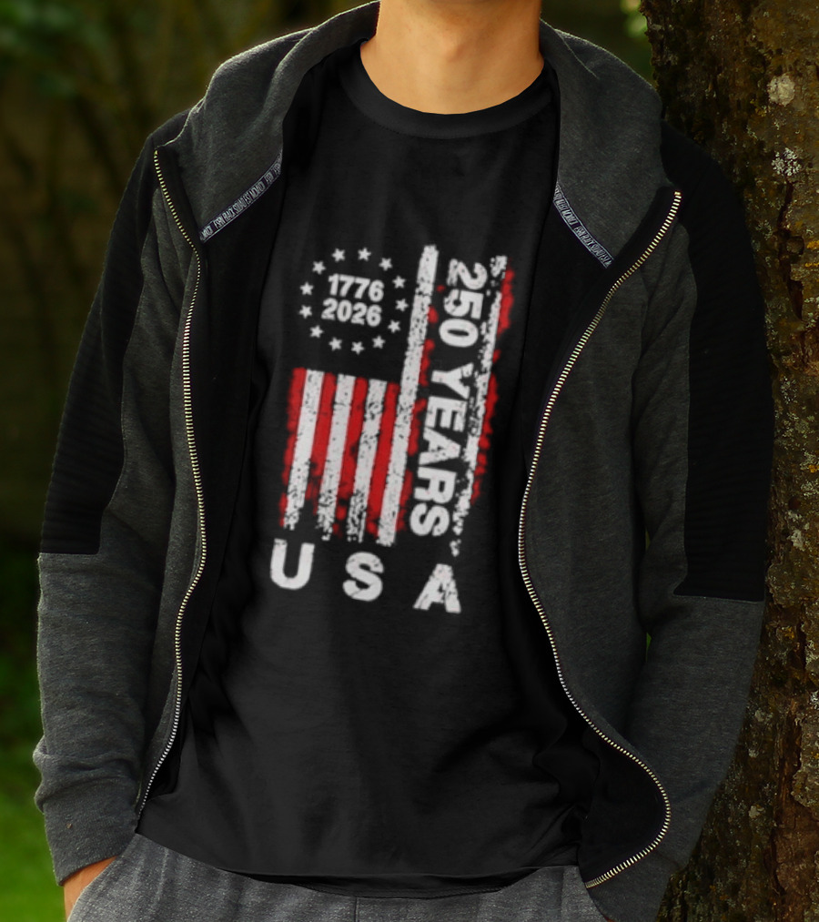 250 Years USA 1776 2026 Flag Stars Stripes Celebration T-Shirt