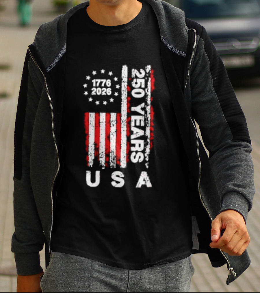 250 Years USA 1776 2026 Flag Stars Stripes Celebration T-Shirt