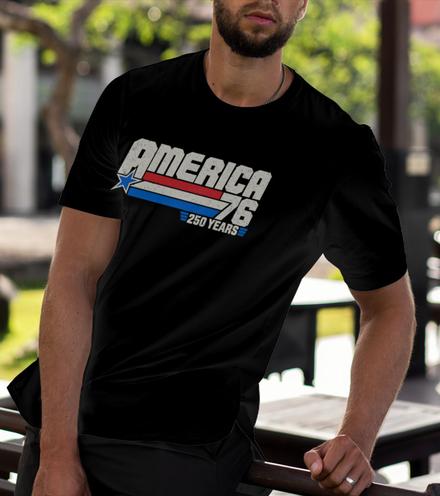 America 76 Star Red White Blue 250 Years Celebration T-Shirt