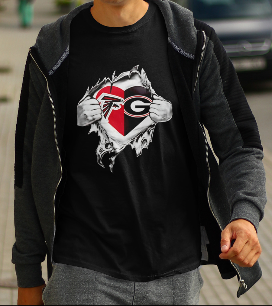 Atlanta Falcons Georgia Bulldogs Heart Fan Pride T-Shirt
