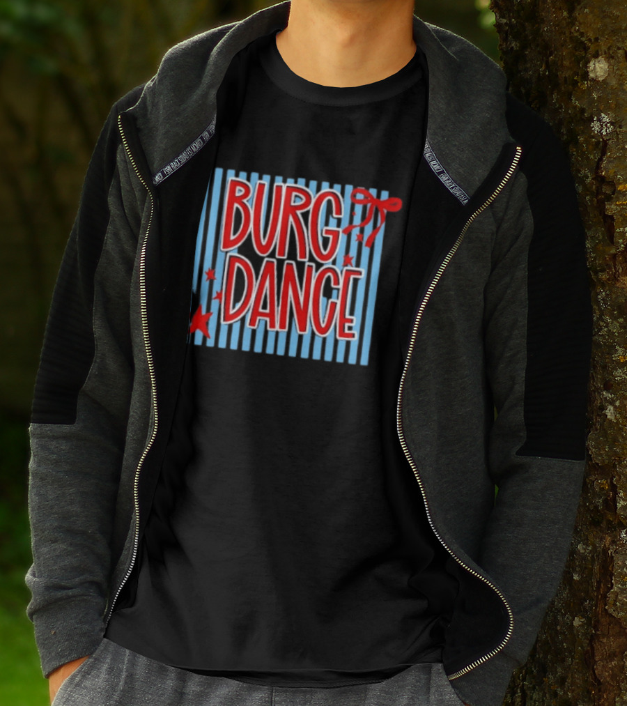 Burg Dance Stripe Red Stars And Bow T-Shirt