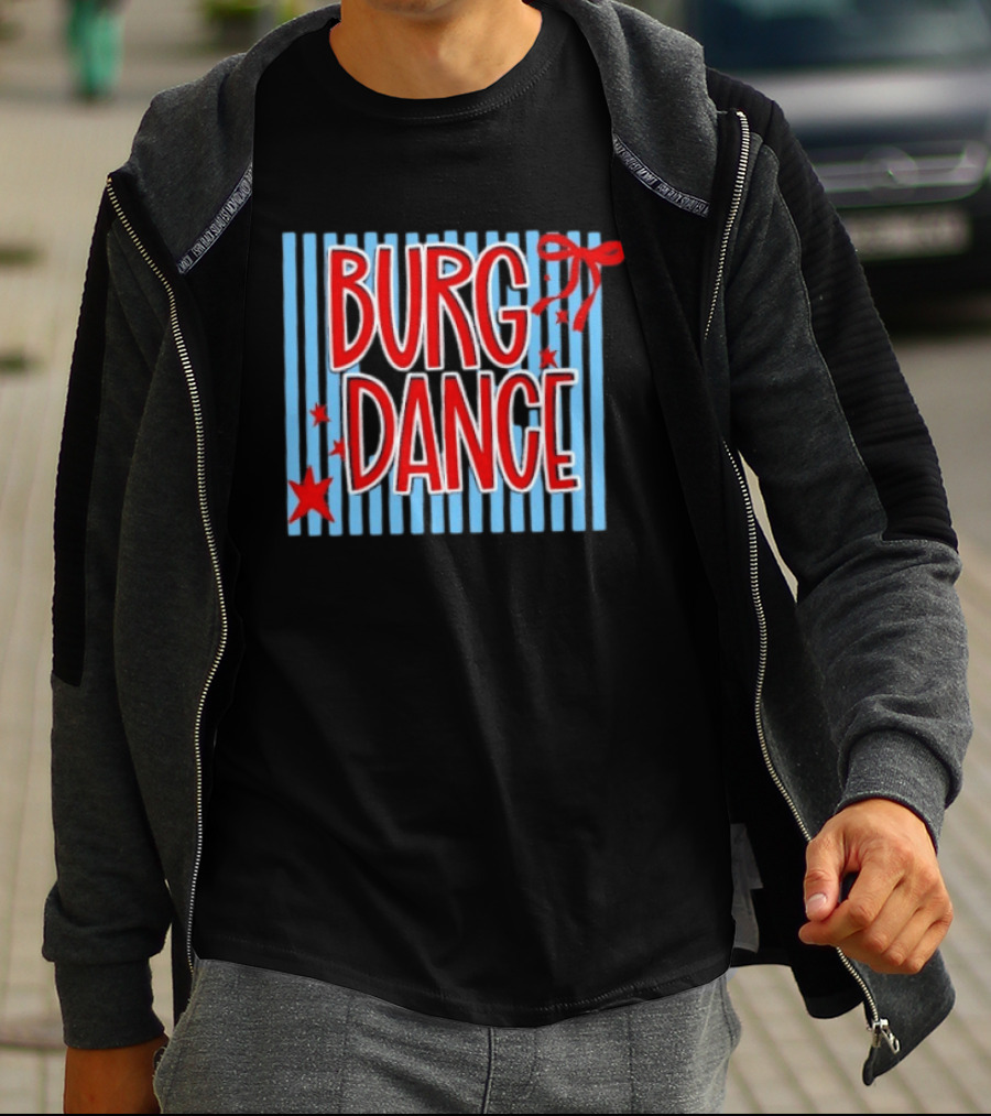 Burg Dance Stripe Red Stars And Bow T-Shirt
