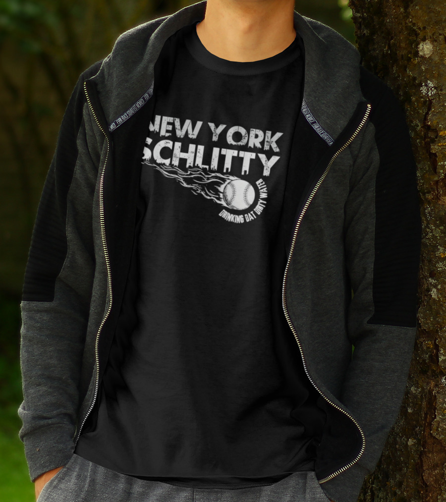 New York Schlitty Drinking Dat Dirty Water Baseball T-Shirt